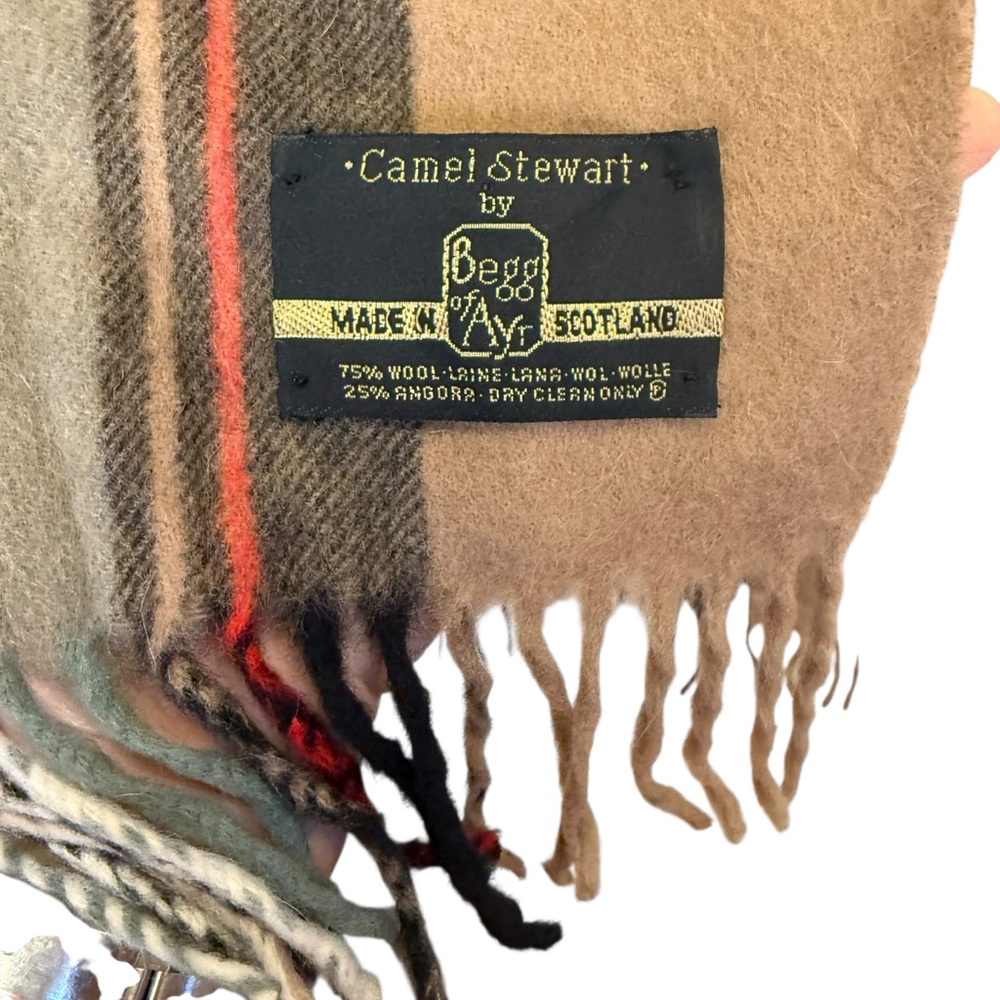 Begg of Ayer Wool and Angora Check Scarf - Picture 3 of 4